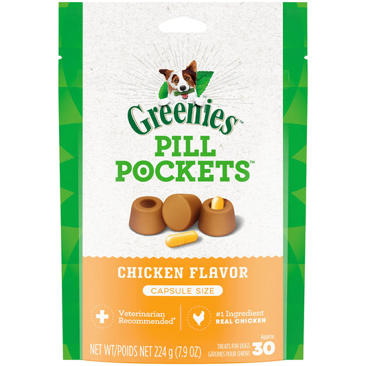 Greenies Pill Pockets – Chicken Flavor, Capsule Size (30 Treats)