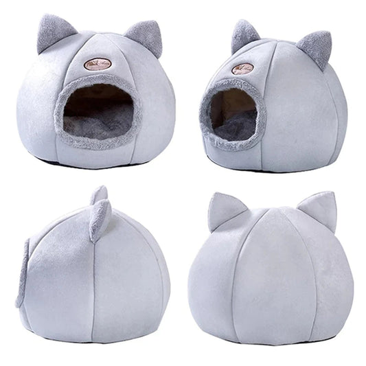 Cozy 2-in-1 Cat Ear Pet Bed & Hideaway Cave